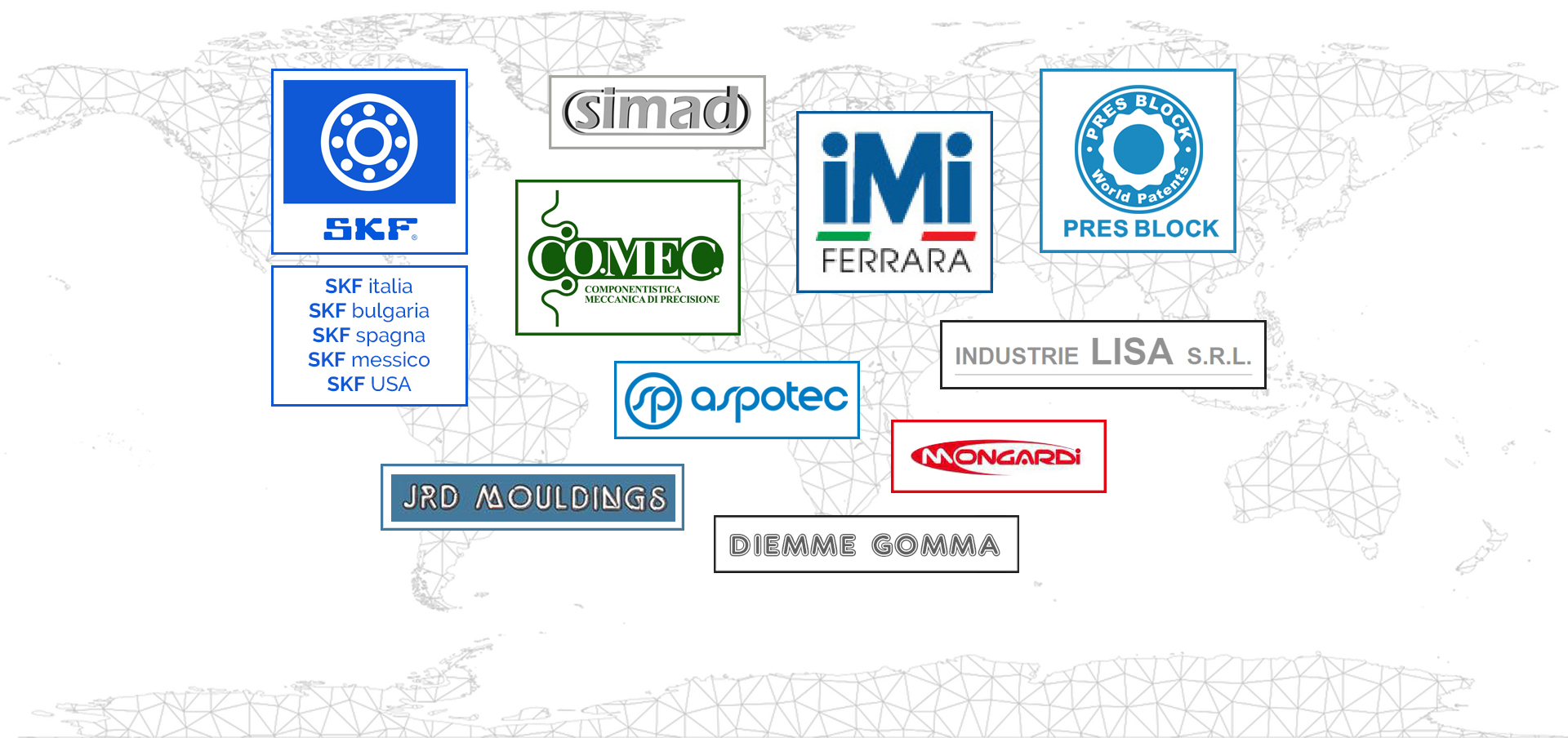 customer of STELL srl __ SKF _ simad srl _ aspotec _ IMI Ferrara _ COMEC srl _ Mongardi _ JRD mouldings _ industrie LISA srl _ PRES BLOCK _ 